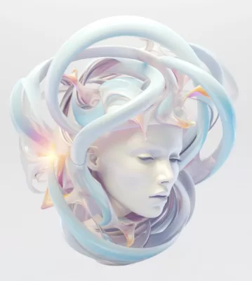 "InWhite" is more than a collection of NFTs; it's a journey into a realm where time and space are fluid, where the organic and the geometric dance in harmony. The collection invites you to explore this dimension of dreams, to lose yourself in the labyrinth of color and shape, to gaze upon the serene faces and perhaps see a reflection of your own emotions.